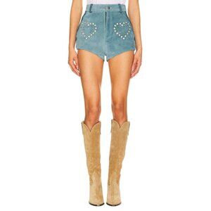 Understated Leather Wanted Shorts in Turquoise Stone Medium Womens